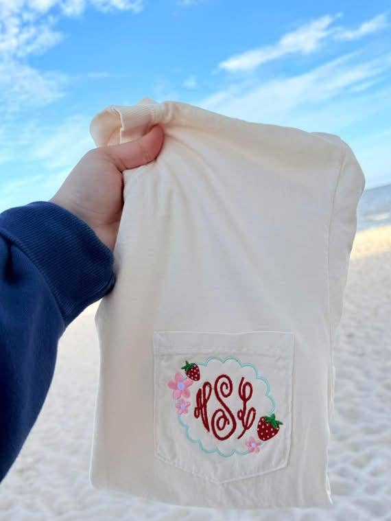 Strawberry Flower SPRING47 Embroidery Pocket