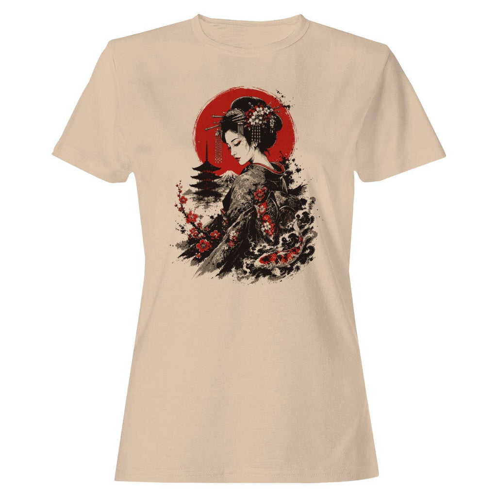 Japanese Geisha Red Sun Sakura Women's T-Shirt