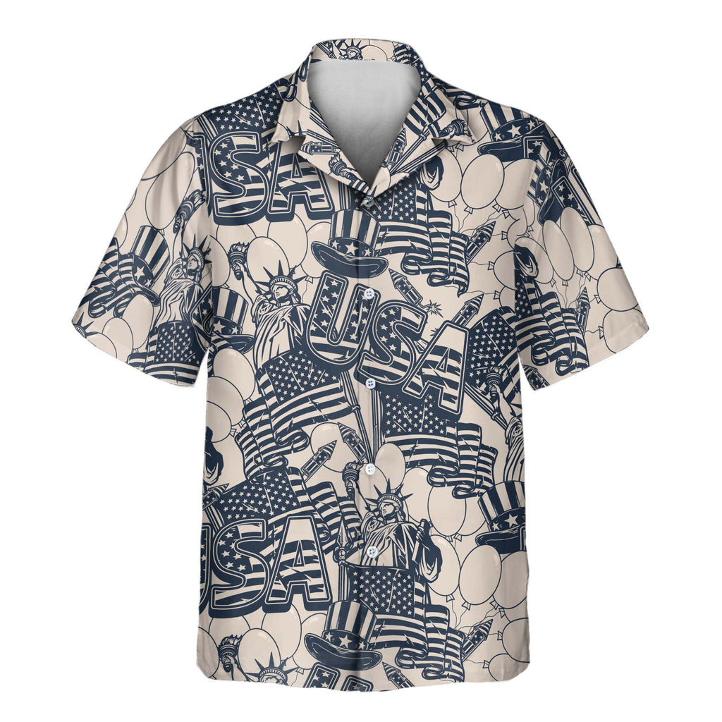 Navy & Ivory Patriot | Aloha Custom Hawaiian Shirts with Faces or Logos