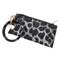 CL-8848 Wristlet Clutch Large Black Leopard