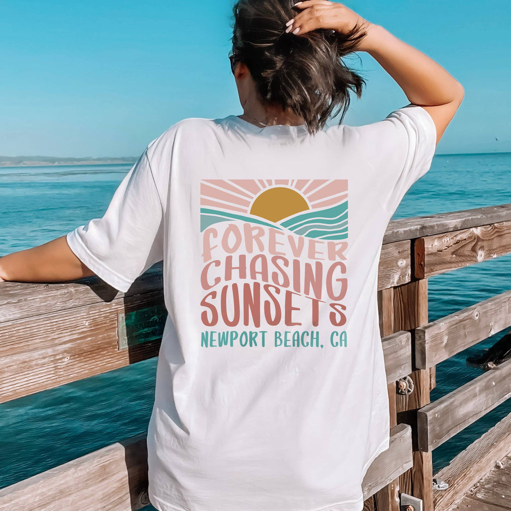 Custom Forever Chasing Sunsets Tee | Back & Front | XS-2XL