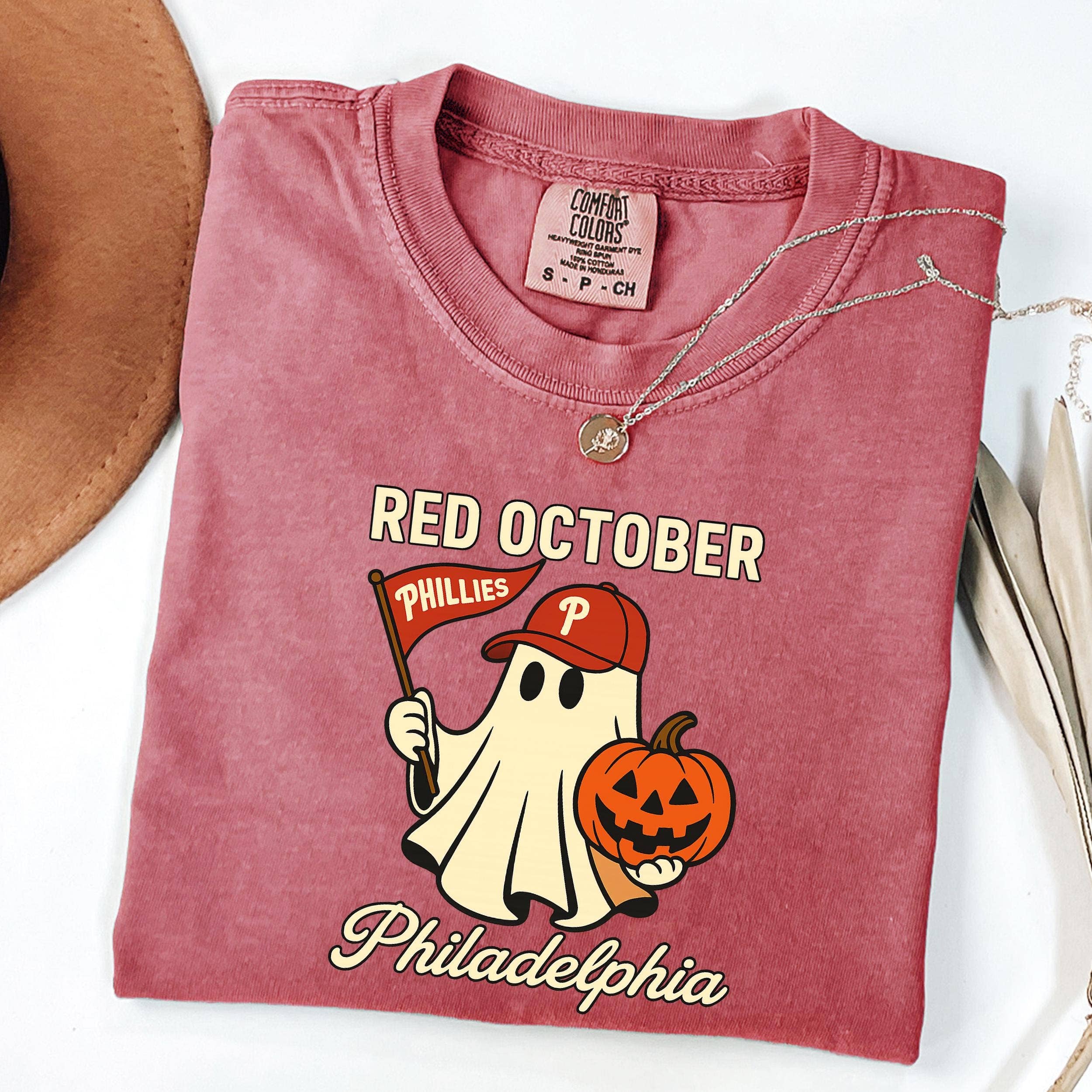 Philadelphia Phillies Spooky Baseball Halloween Ghost Tshirt