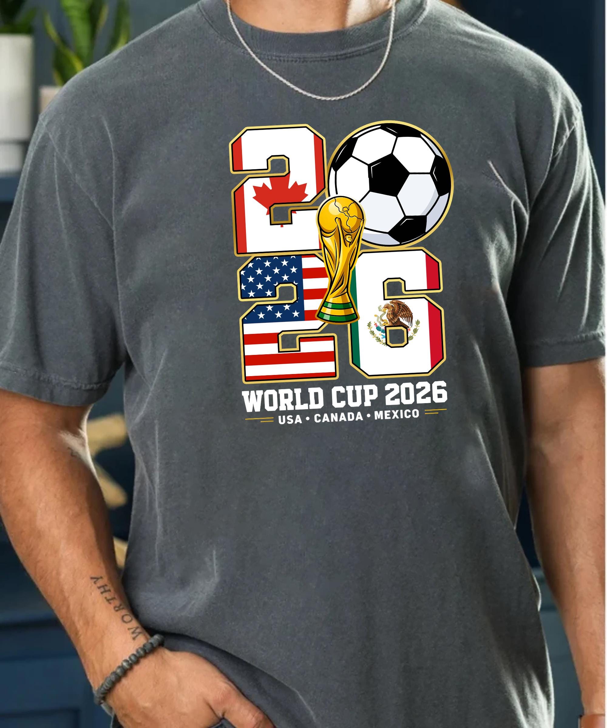 World Soccer 2026 Soccer Host Cities Usa Canada Mexico Soccer Fan Tee (4)