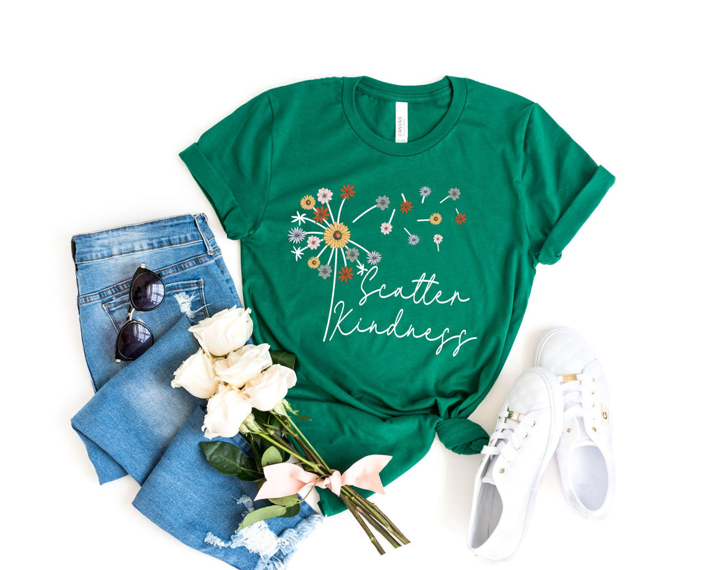 Kind Scatter Kindness Positive Quote Tees Dandelion Floral Tee (4)
