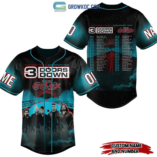 3 Doors Down Away From The Sun Anniversary Tour Personalized Baseball Jersey