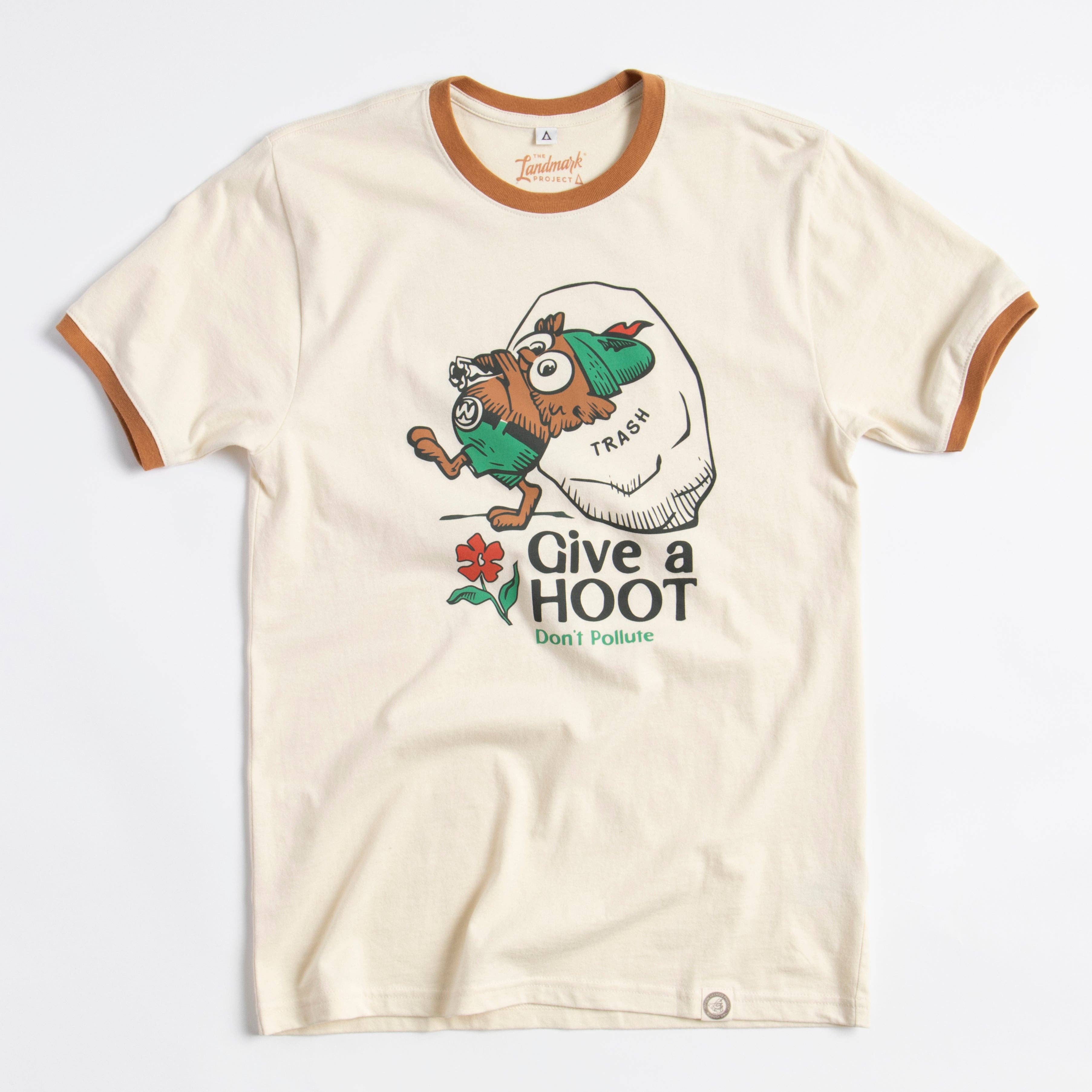Give A Hoot, Don't Pollute Unisex Short Sleeve Ringer Tee