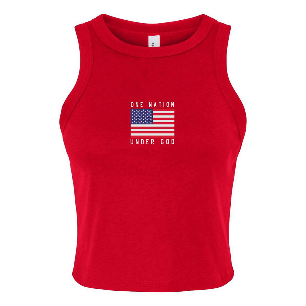 One Nation Under God American Flag 4th of July Racer Tank