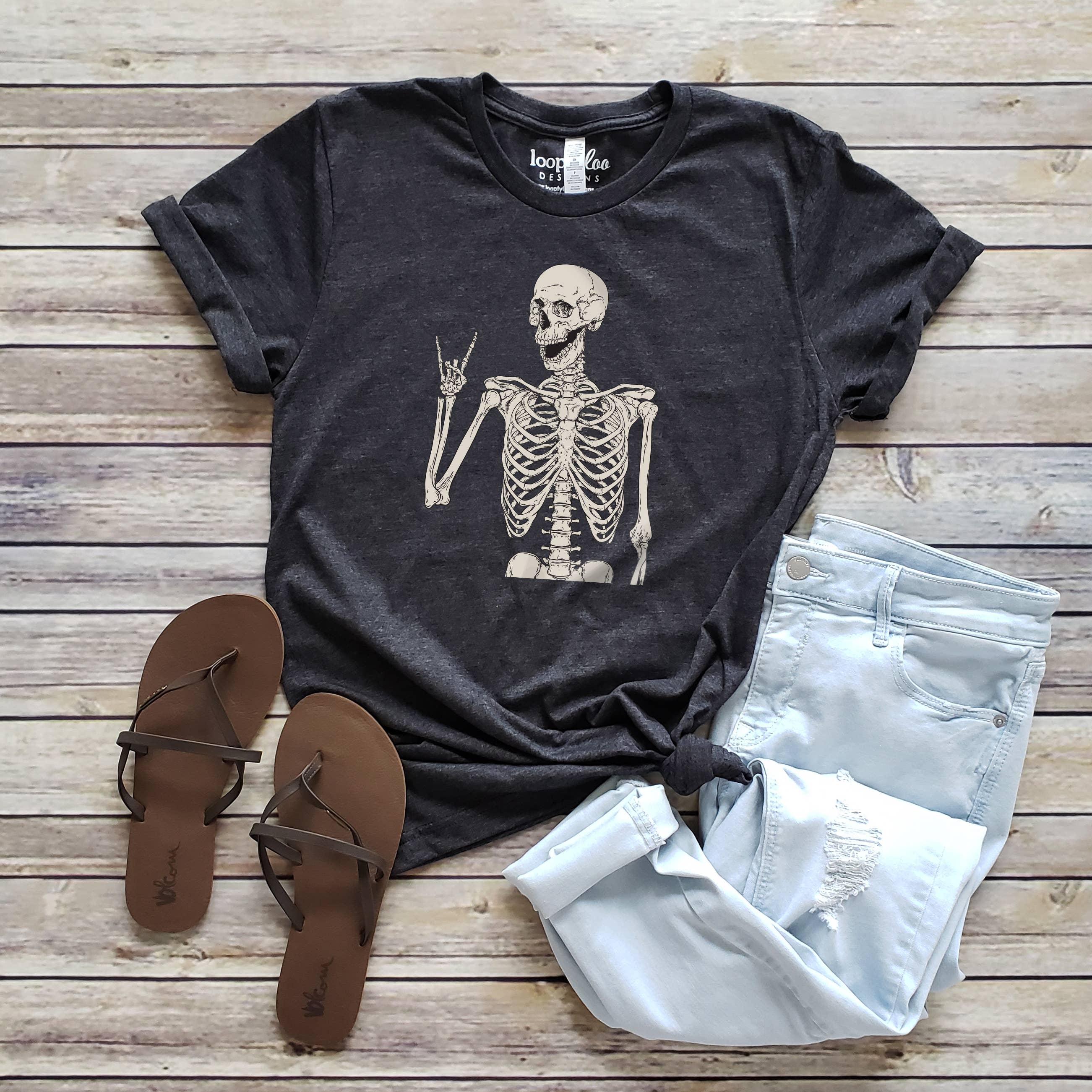 Skeleton Rock N Roll Tee | Halloween | Sizes XS-2XL