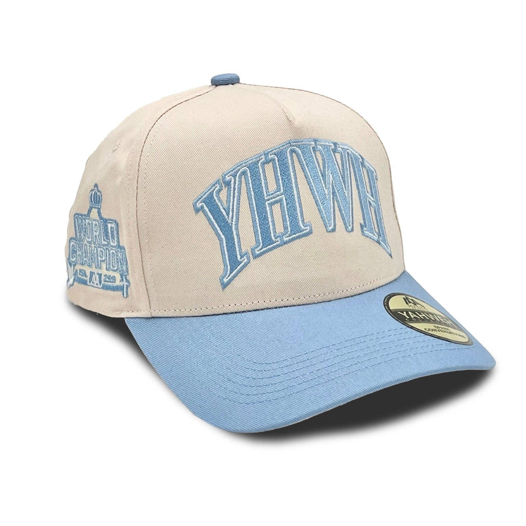 ‘Yhwh’ Structured Snapback - Cream/Baby Blue
