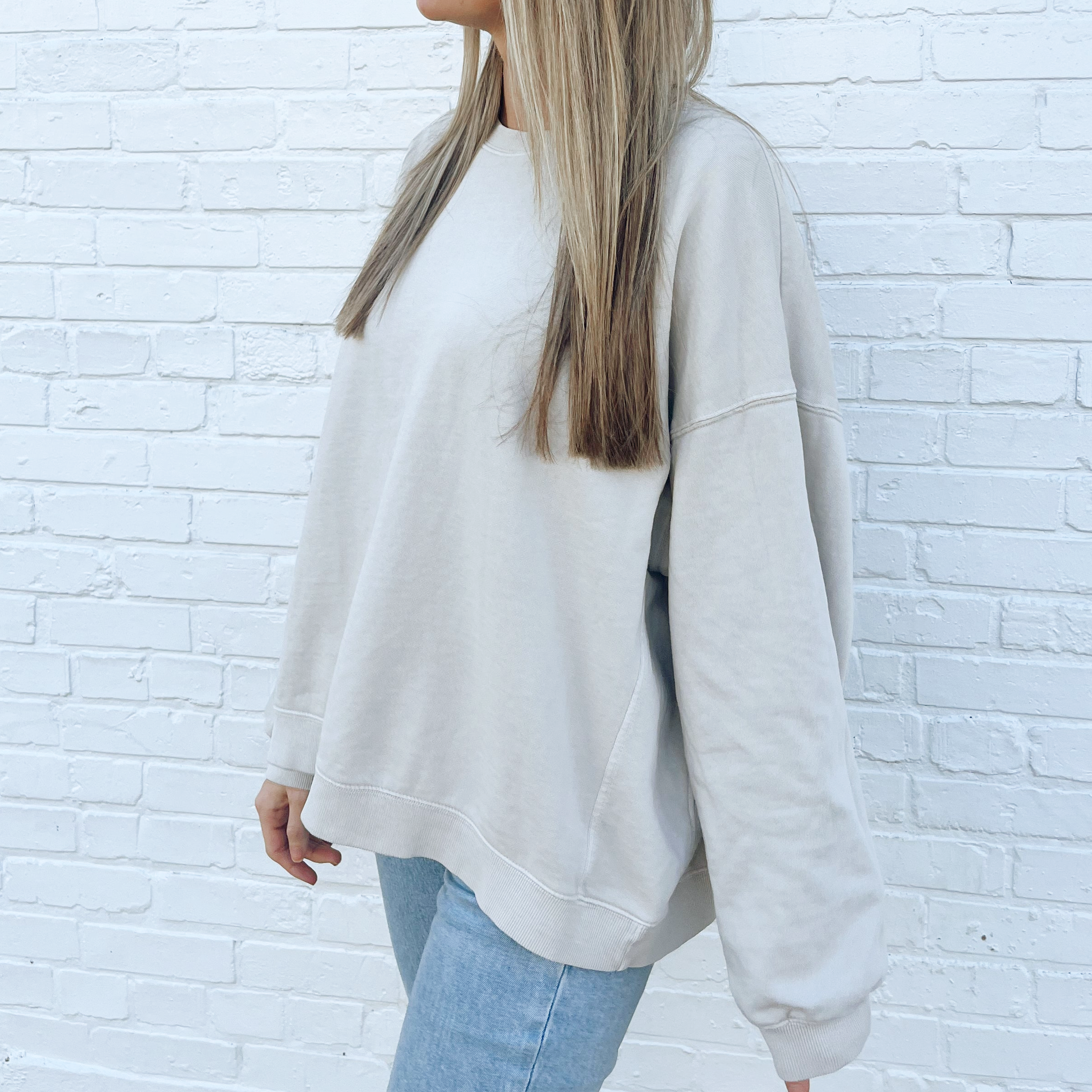 Bone Oversized Boxy Crew