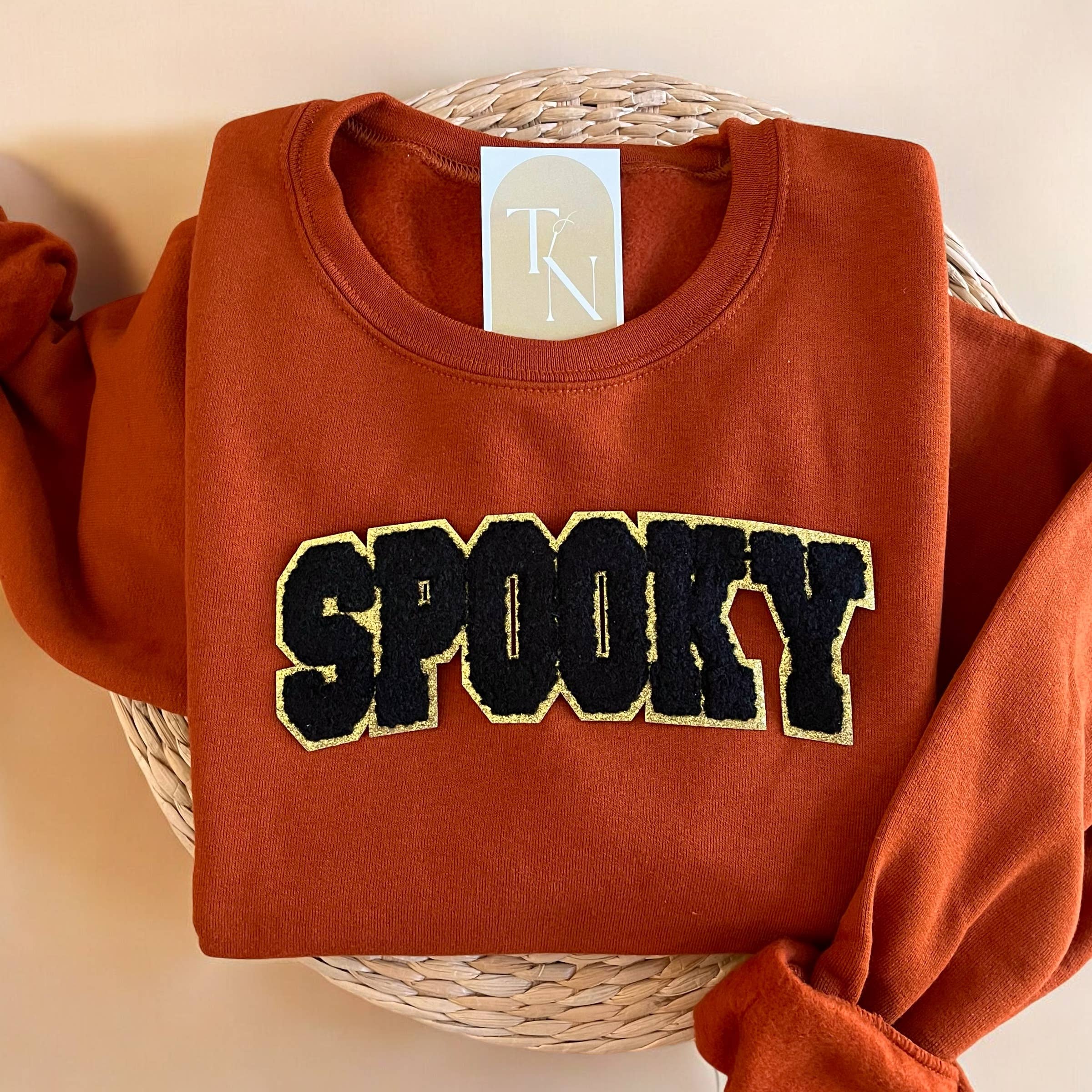 Glittery Chenille Spooky Sweatshirt, Halloween Sweatshirts