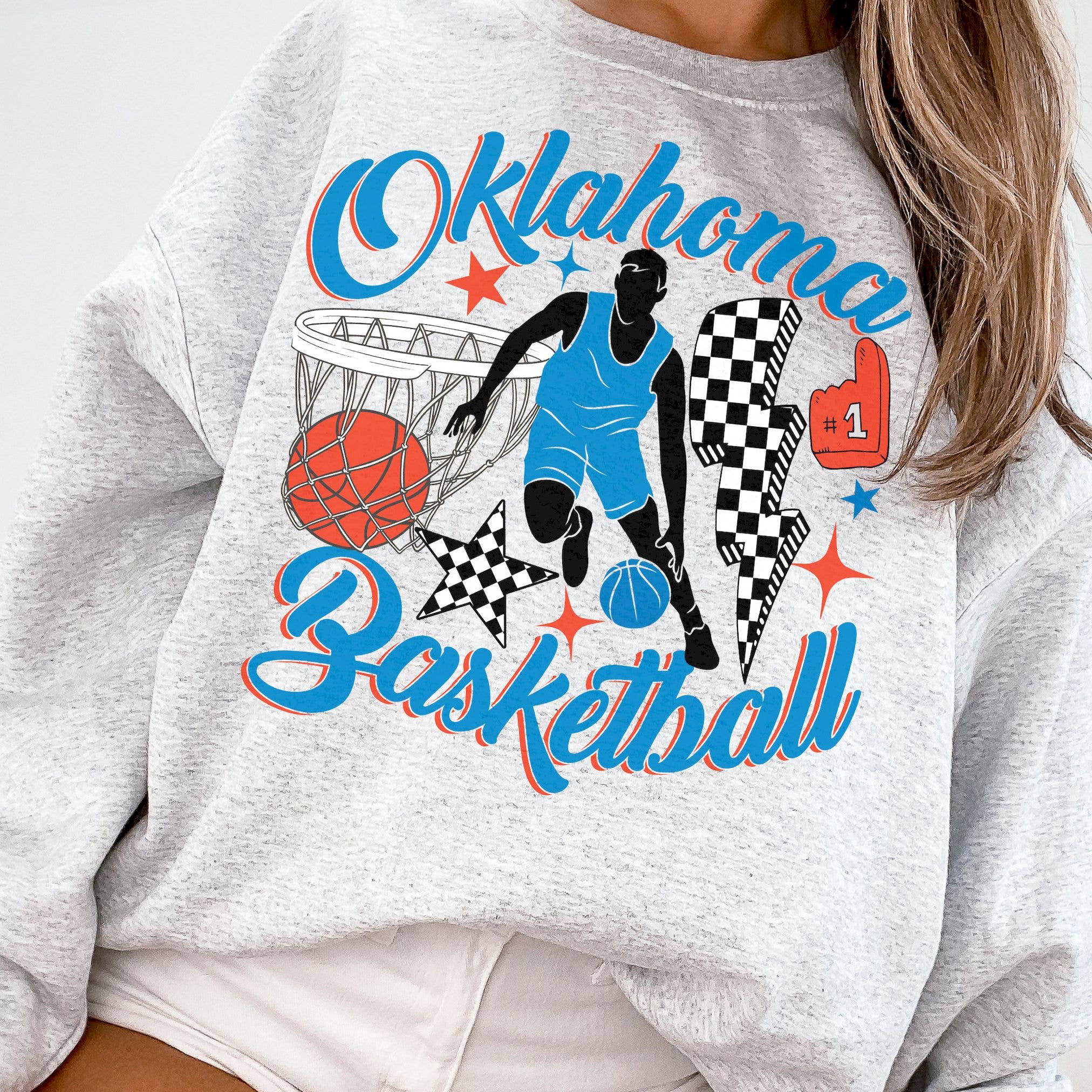 Retro Groovy Oklahoma Thunder Sweatshirt For Basketball Fans