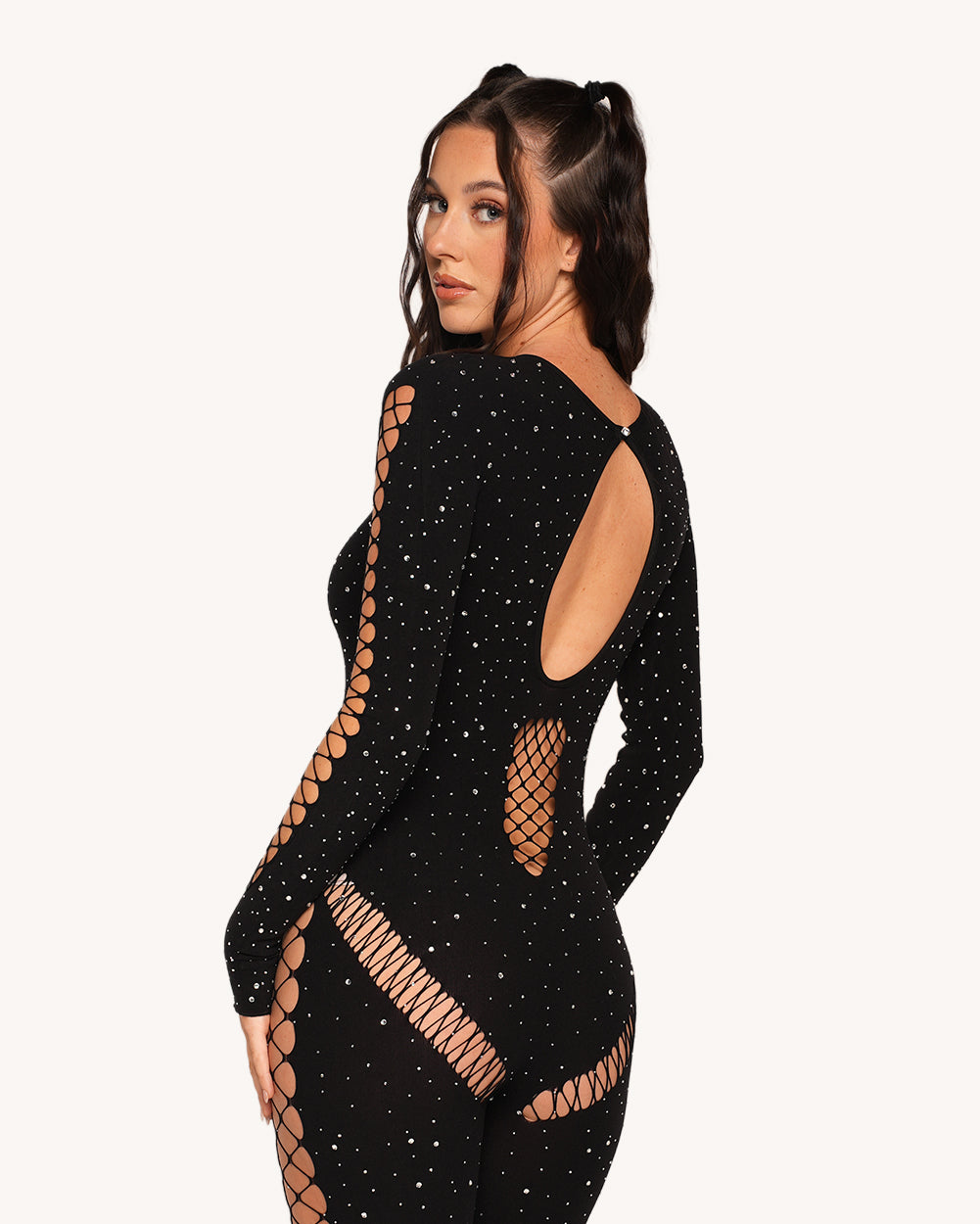 365 Party Grl Rhinestone Long-Sleeve Jumpsuit