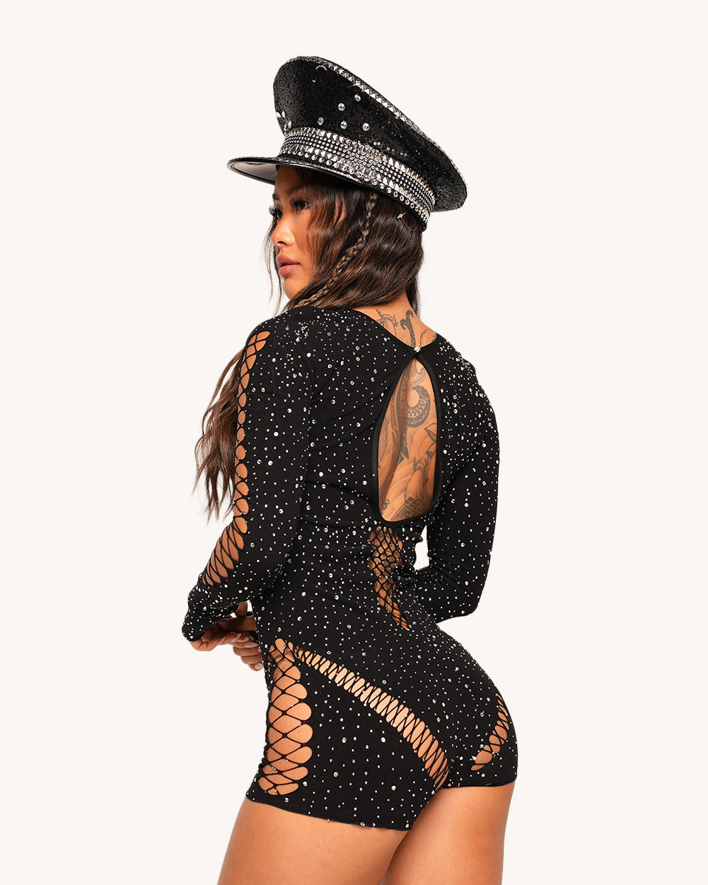 365 Party Grl Rhinestone Long Sleeve Romper