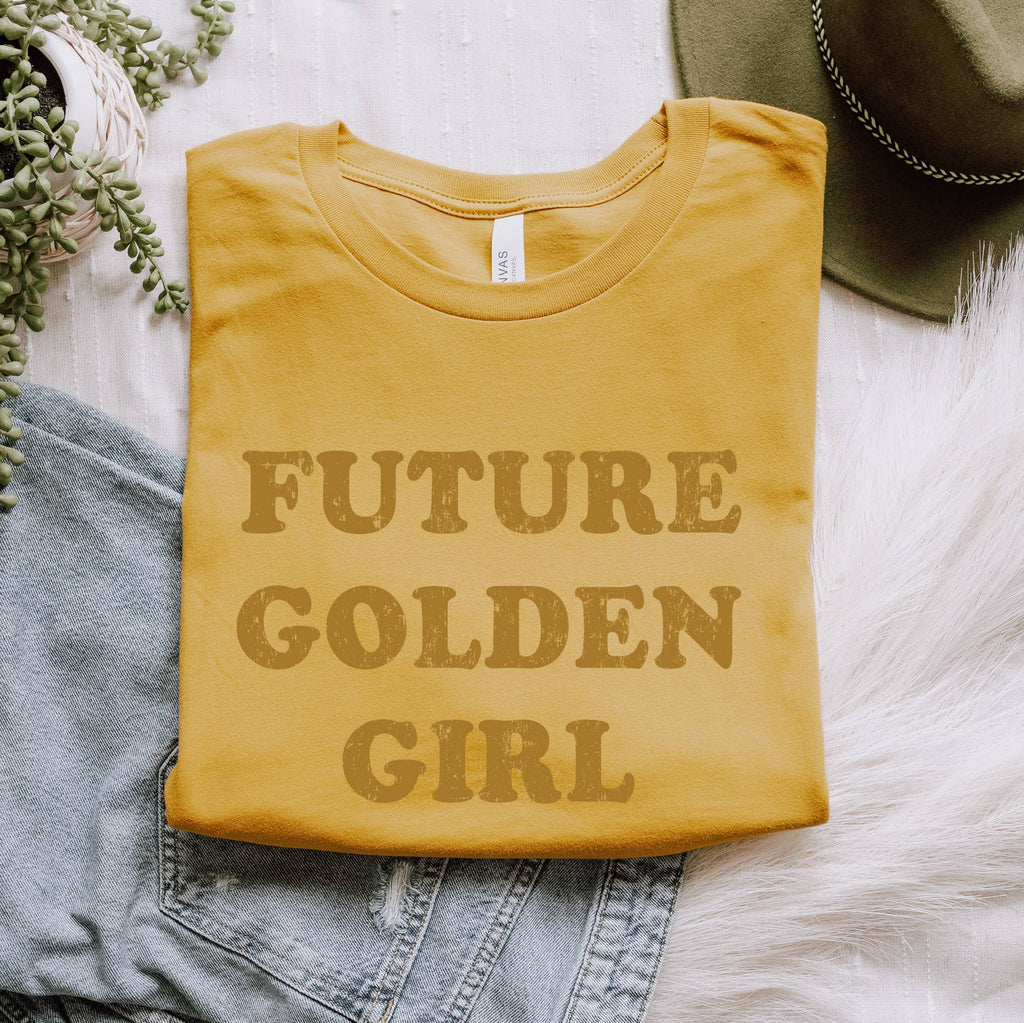 Future Golden Girl Retro Graphic Tee Gold Unisex T Shirt
