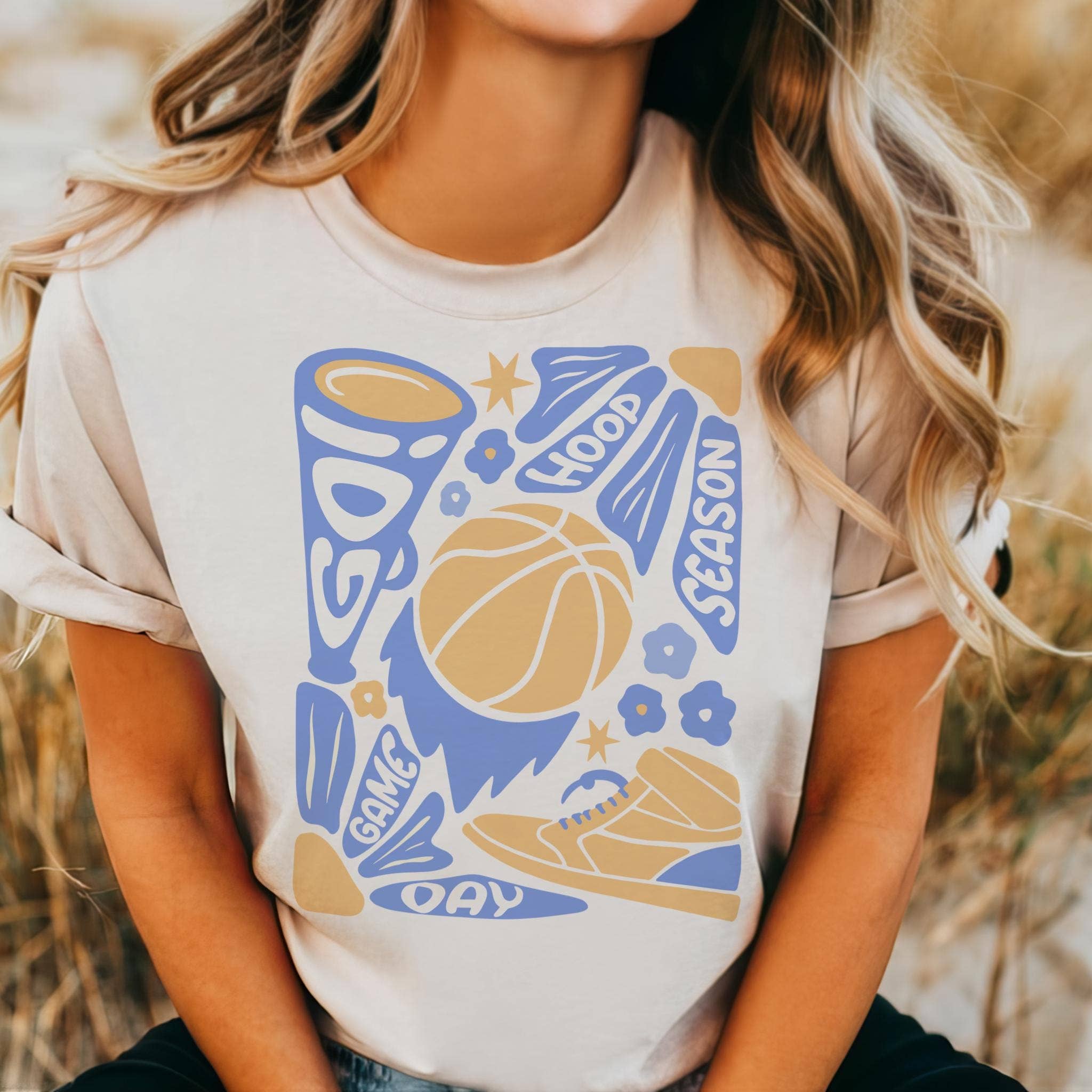 Retro Basketball Game Day Hoop Season Graphic Tee