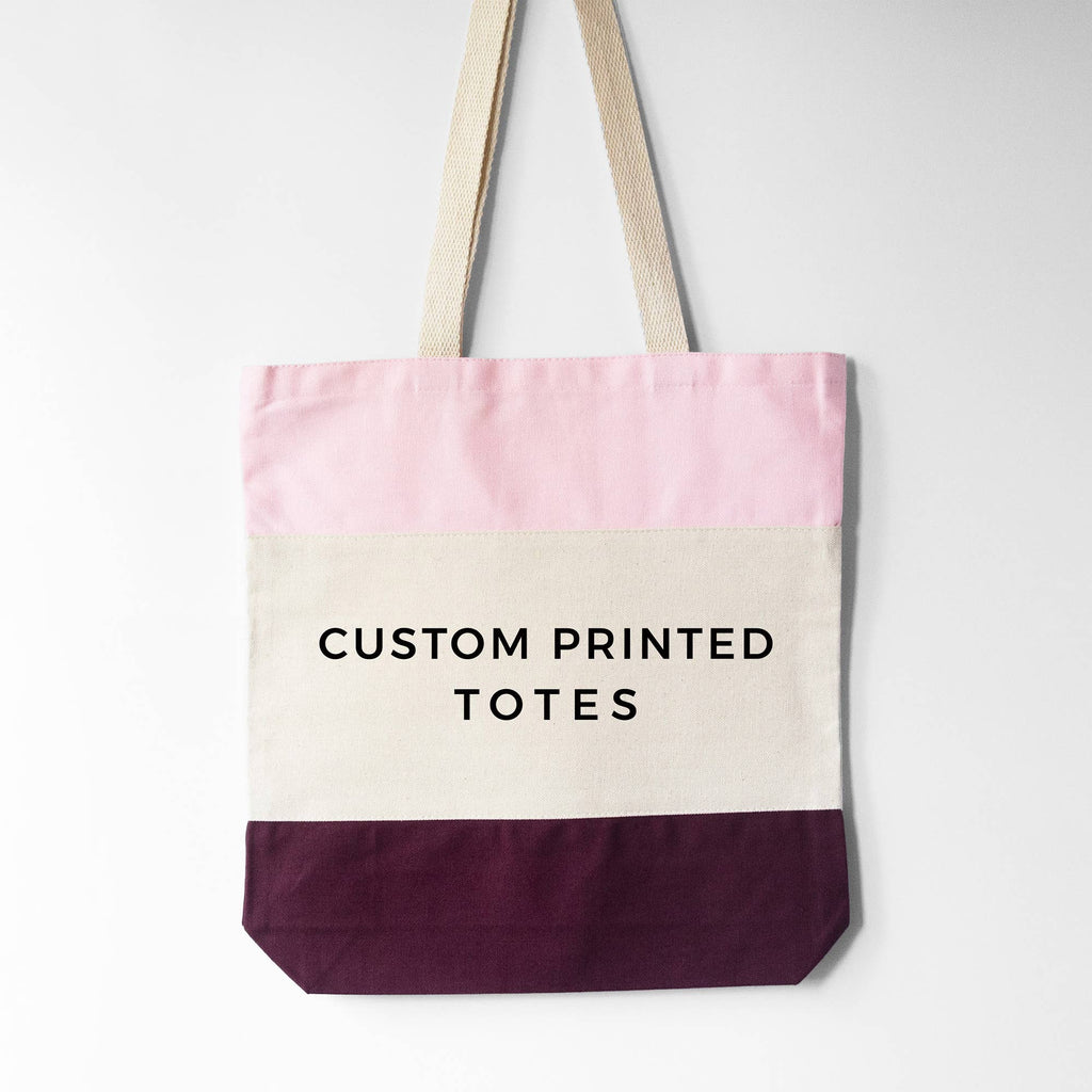 One Side Custom Printed Tri-Color Tote Bags
