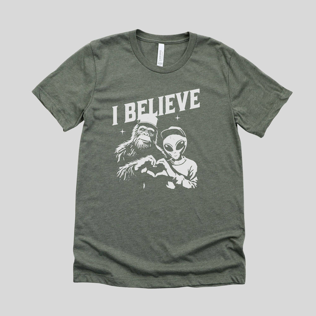I Believe Bigfoot & Alien Graphic Tee 296