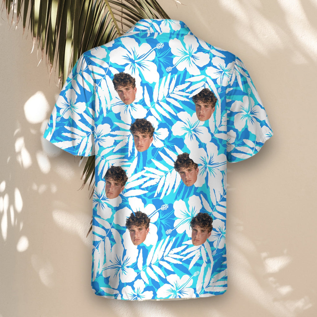 Blue Hibiscus Breeze | Aloha Custom Hawaiian Shirts with Faces or Logos
