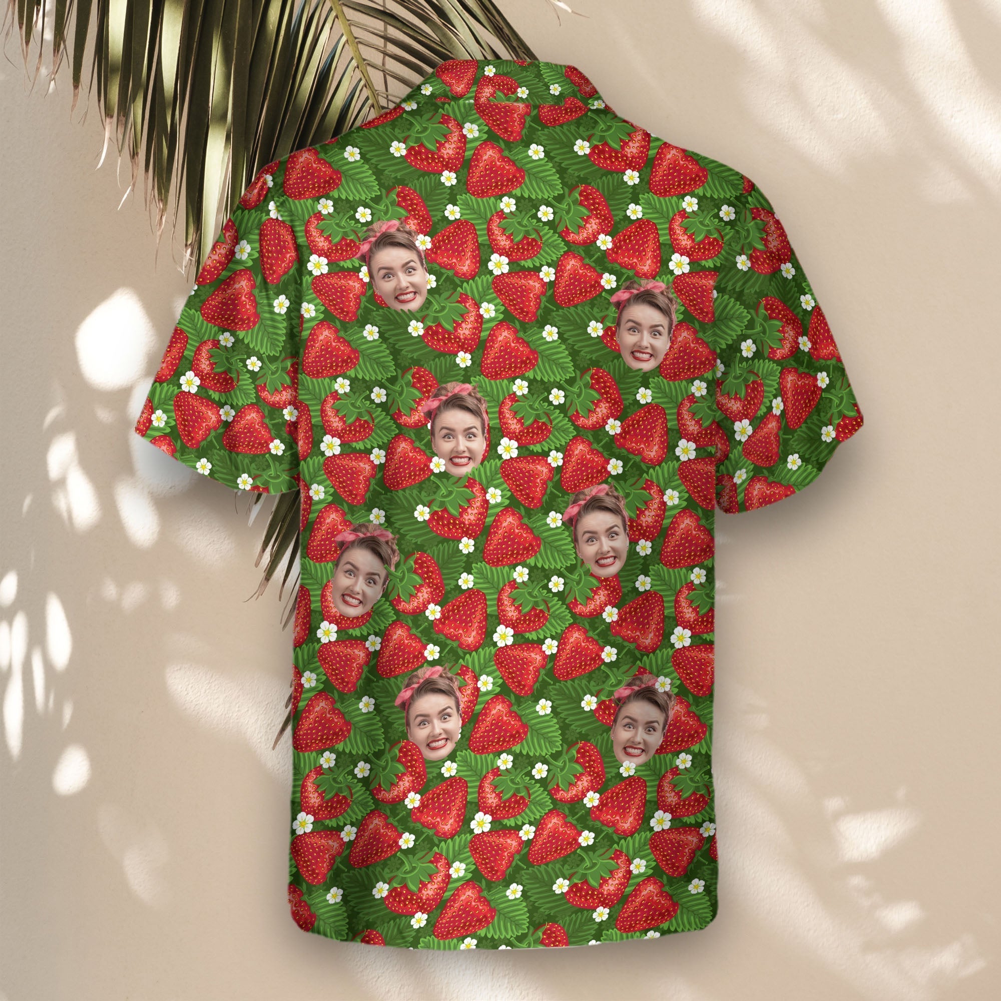 Juicy Strawberry Tropics | Aloha Custom Hawaiian Shirts with Faces or Logos