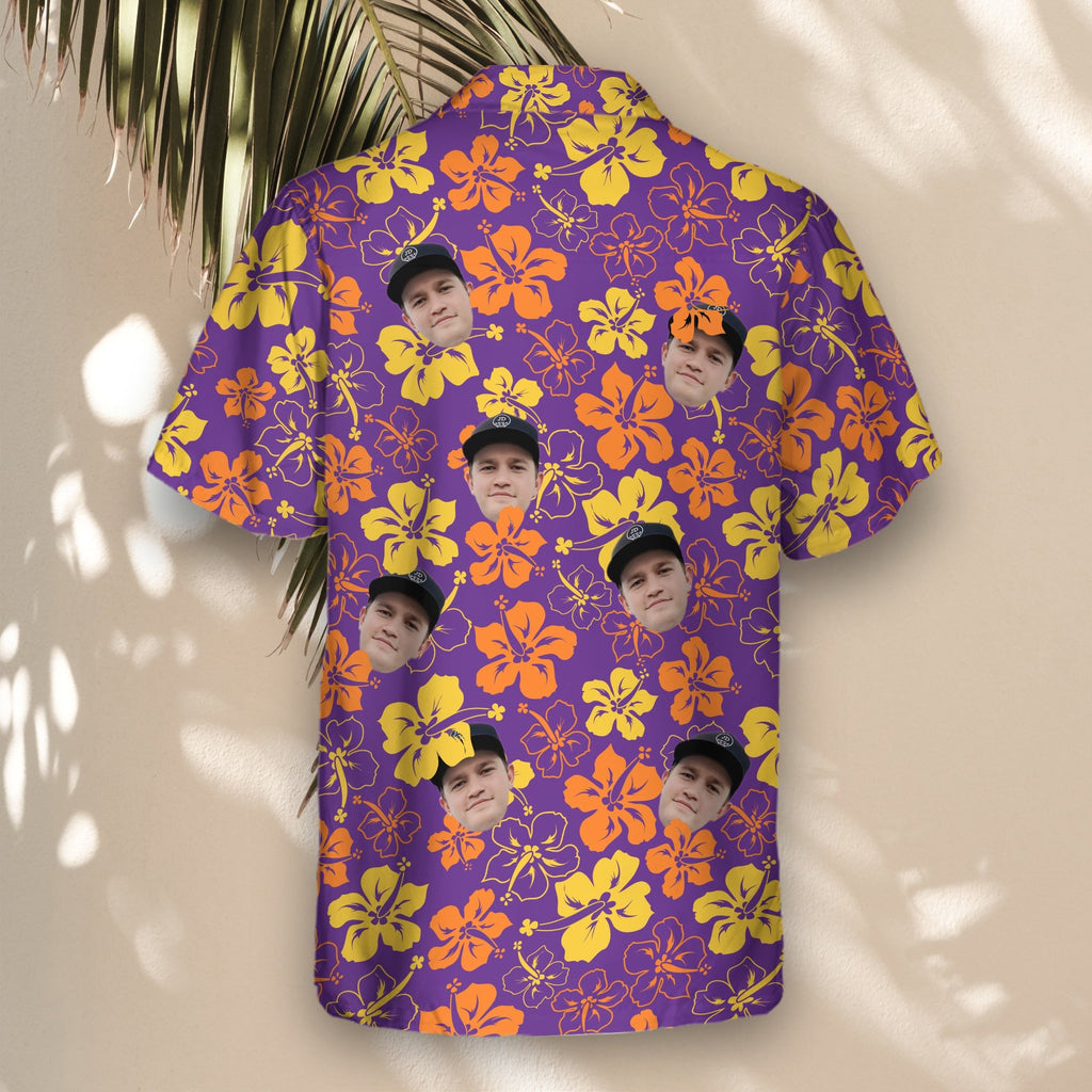 Purple Floral Hibiscus | Aloha Custom Hawaiian Shirts with Faces or Logos