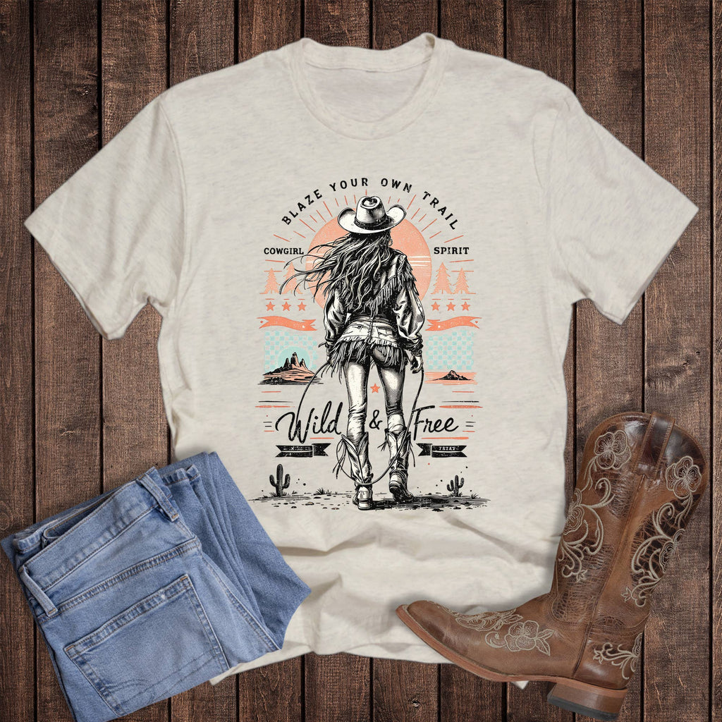 Western Cowgirl Wild and Free Graphic Tee