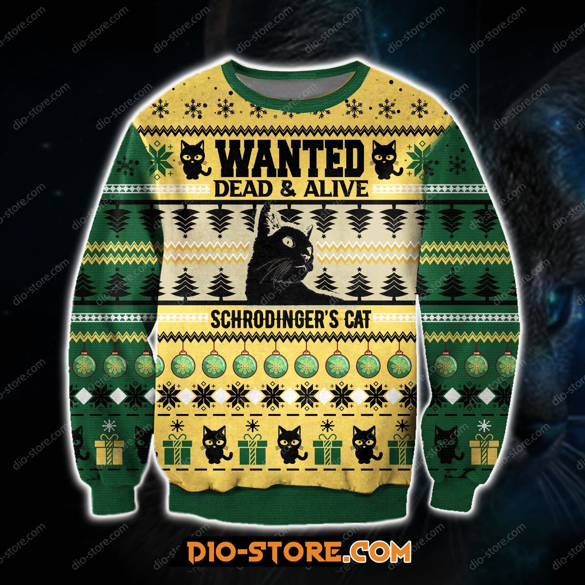 3D Printed Wanted Dead & Alive Schrodinger’S Cat Ugly Christmas Sweater