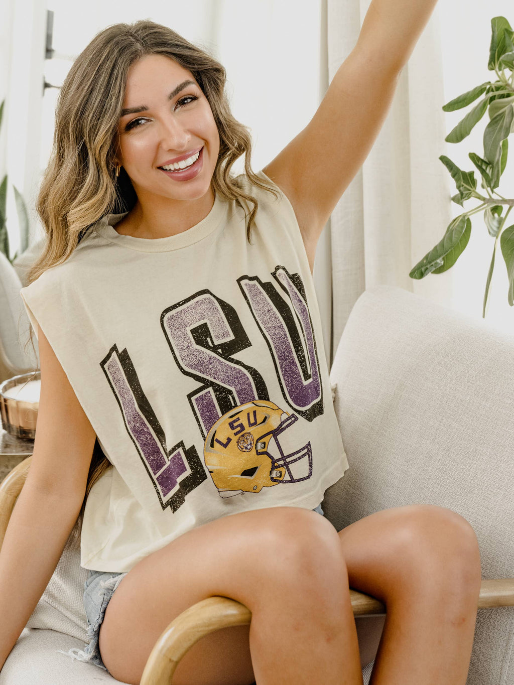 Lsu Louisiana State Tigers Helmet Fade Off White Tank