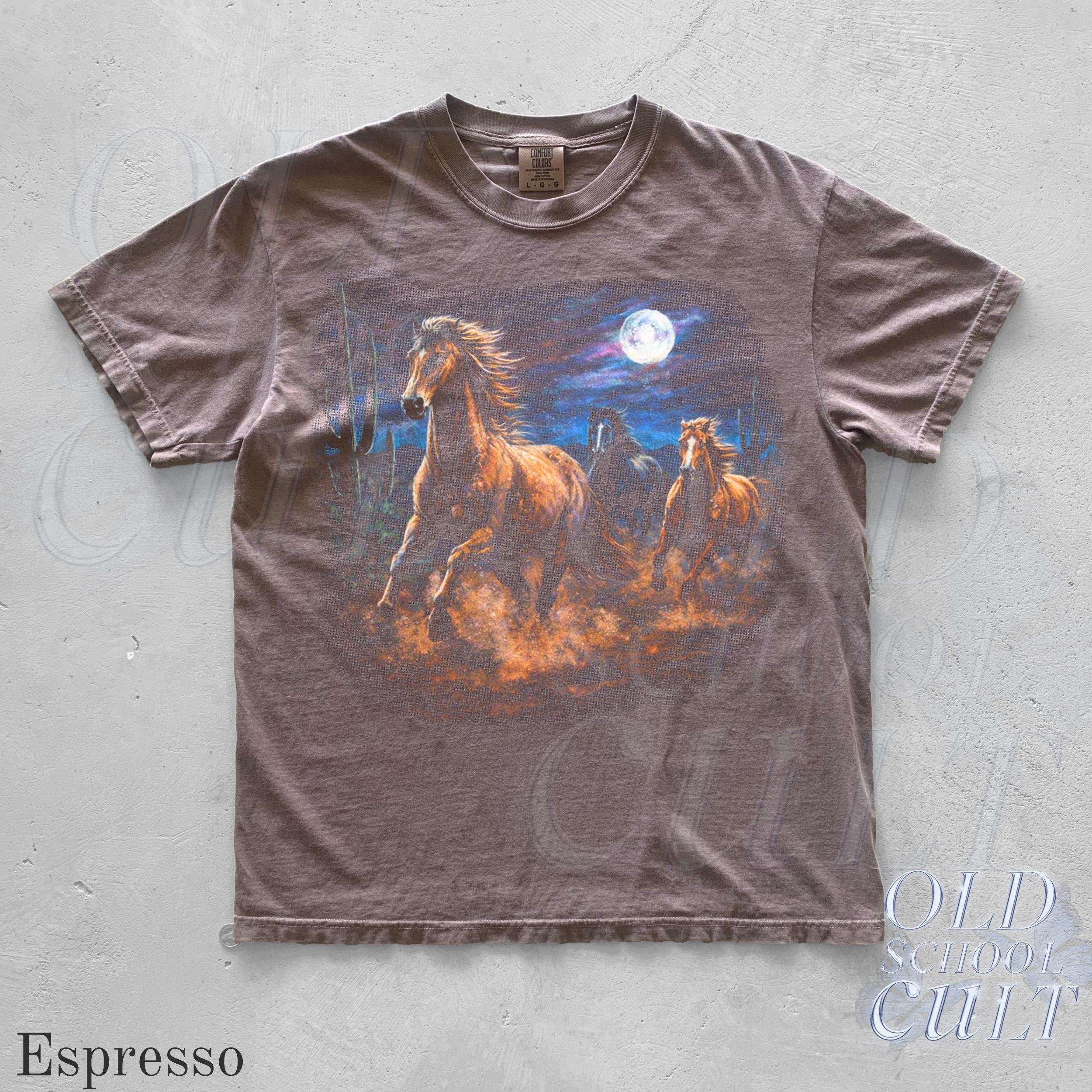Wild Horses Vintage 90s Retro Moonlit Running Horse Tee (5)