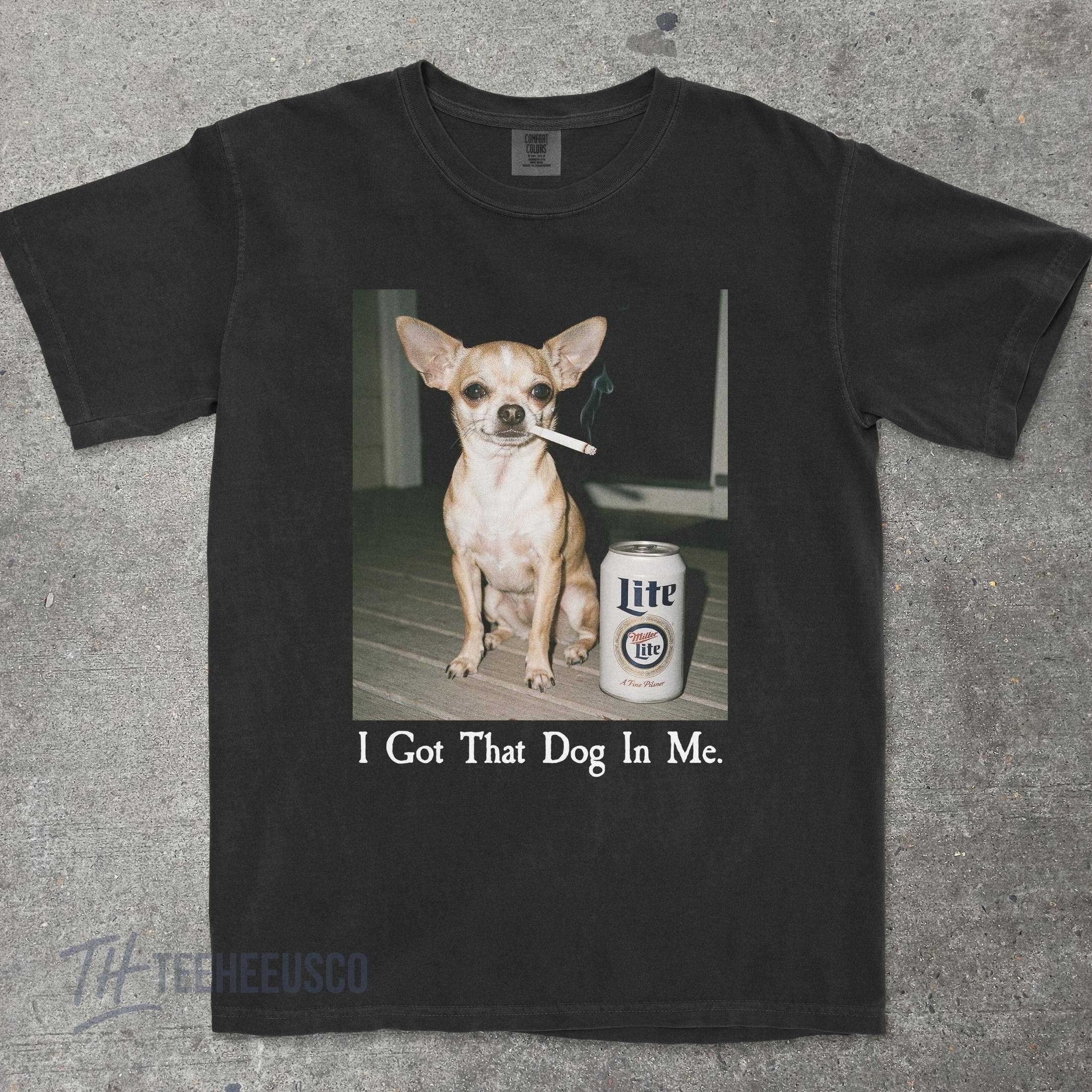 Chihuahua Smoking Beer T-Shirt - Funny Dog Lover Tee