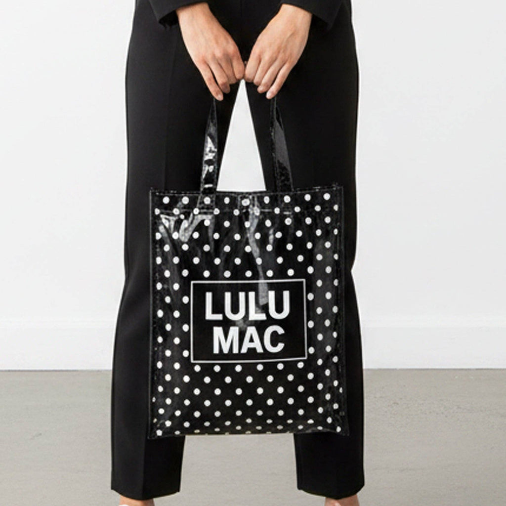 LM-BG-1004 Reusable Tote-Black White Dots