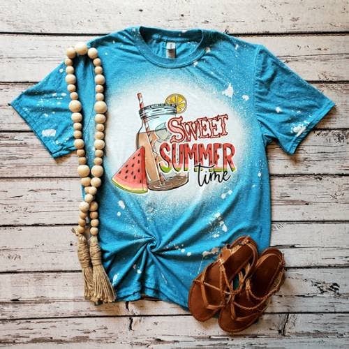Sweet Summer Time Bleached T-Shirt - Retro Vintage Plus Size