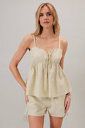 Front Ties Stripe Top & Side Ties Stripe Shorts