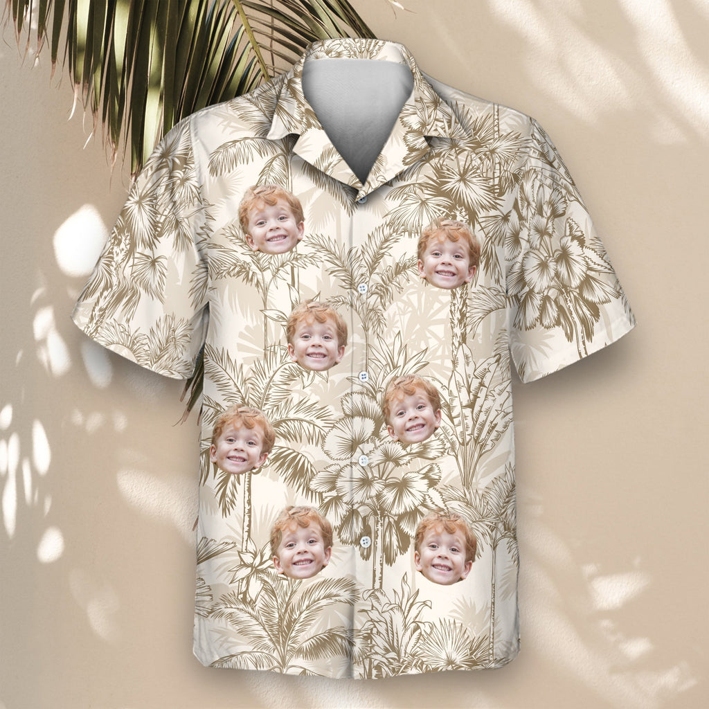 Beige Island Breeze | Aloha Custom Hawaiian Shirts with Faces or Logos