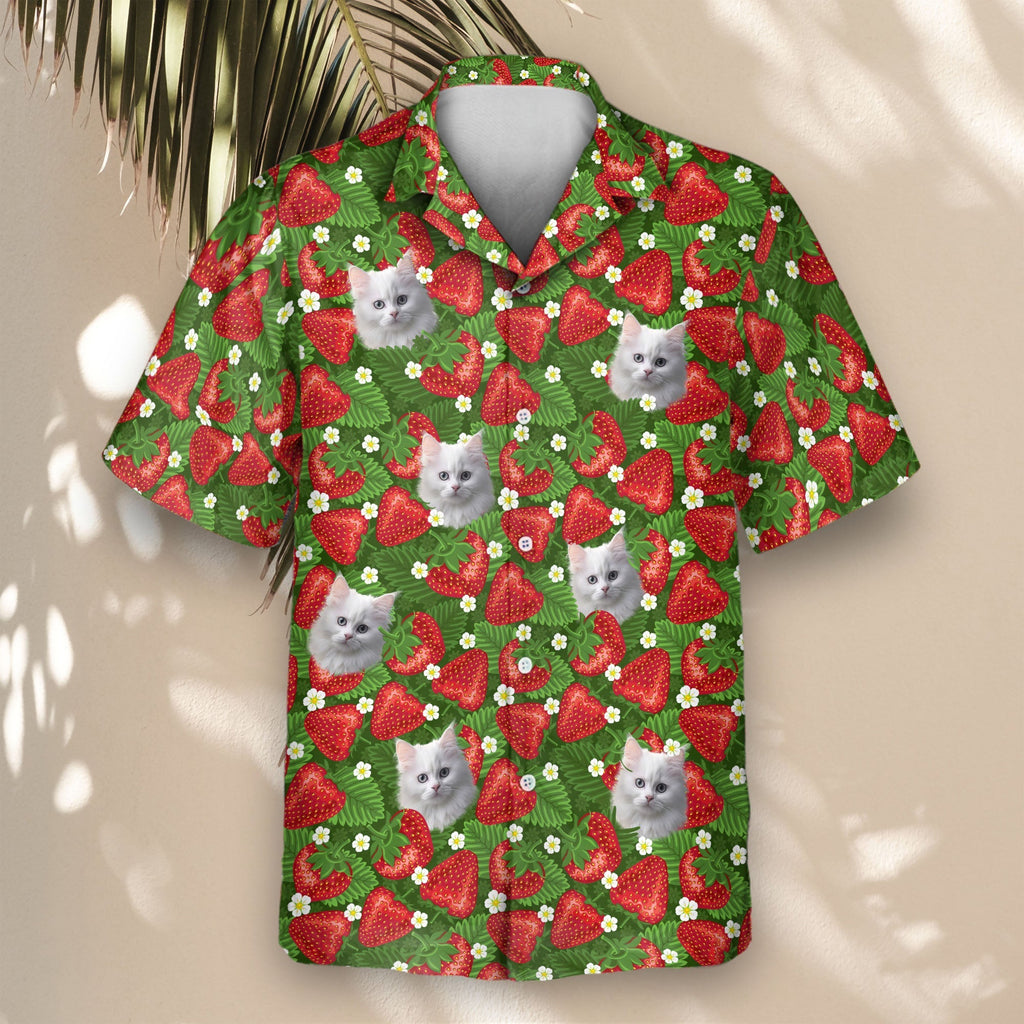 Juicy Strawberry Tropics | Aloha Custom Hawaiian Shirts with Faces or Logos