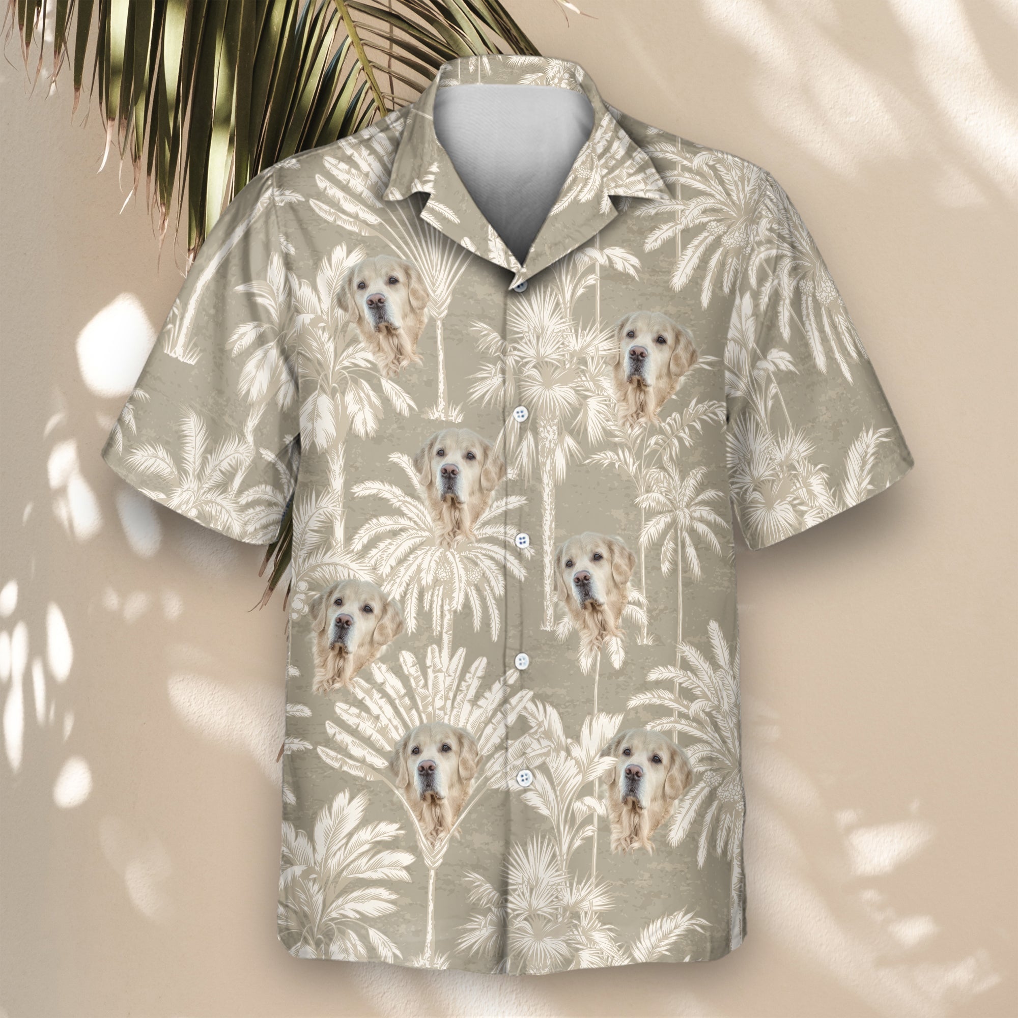 Monochrome Tropics in Cotton Grey | Aloha Custom Hawaiian Shirts with Faces or Logos