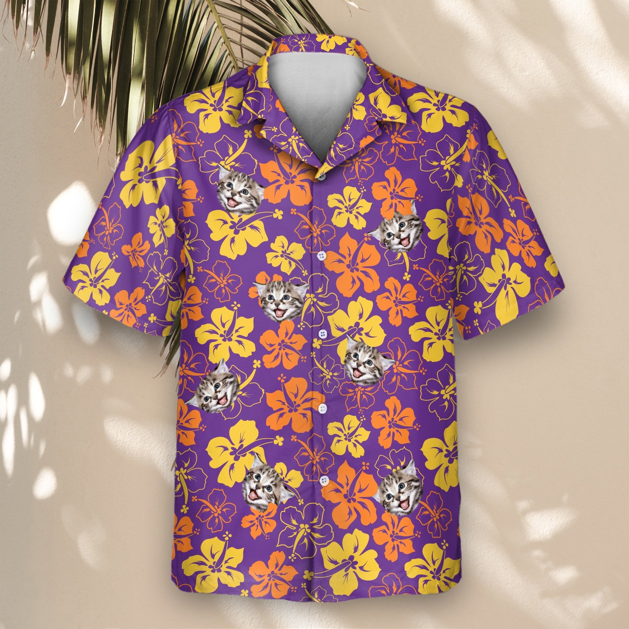 Purple Floral Hibiscus | Aloha Custom Hawaiian Shirts with Faces or Logos
