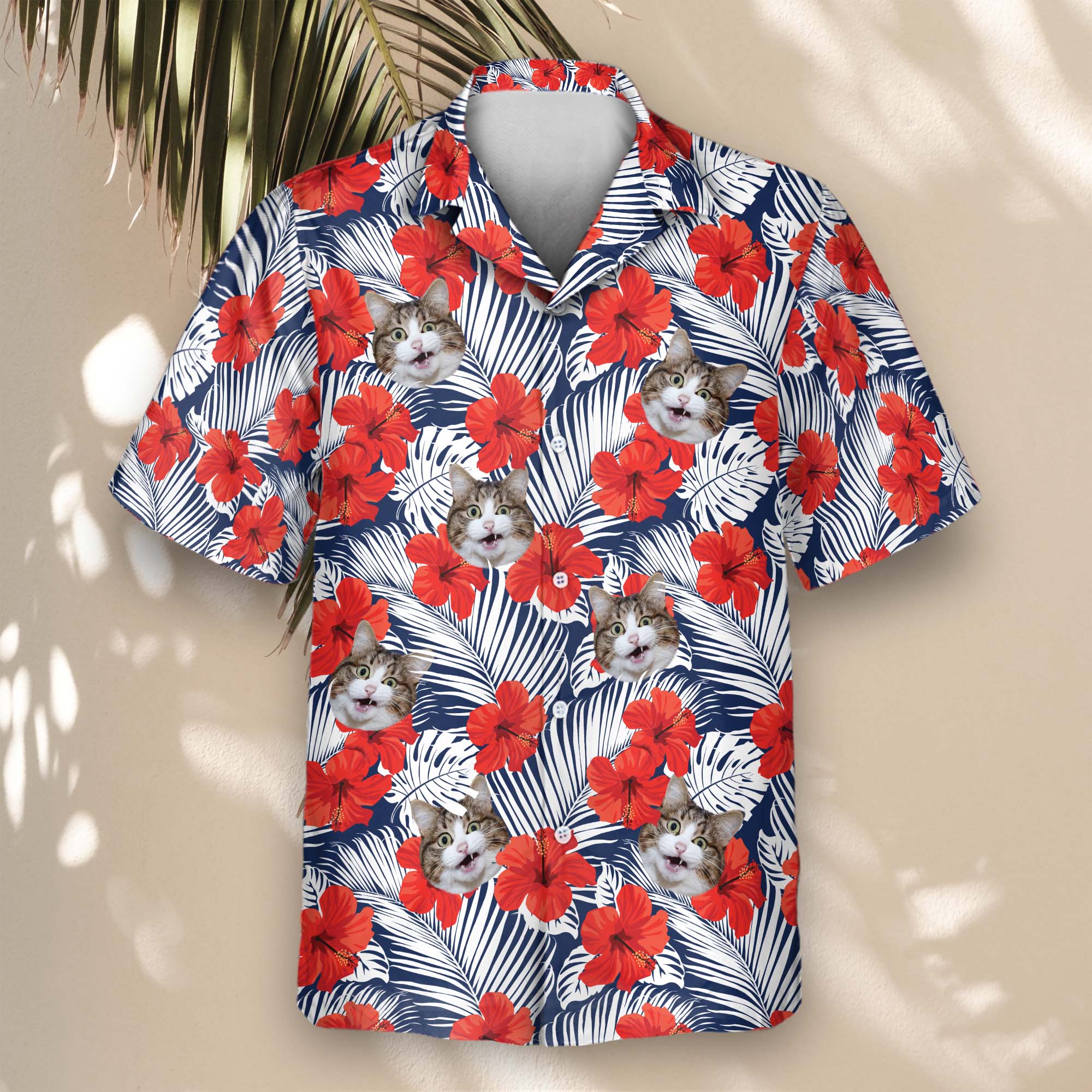 Red Hibiscus Tropics | Aloha Custom Hawaiian Shirts with Faces or Logos
