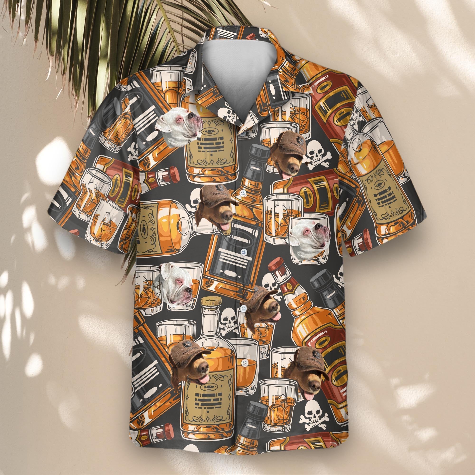 Whiskey & Skulls Retro | Aloha Custom Hawaiian Shirts with Faces or Logos