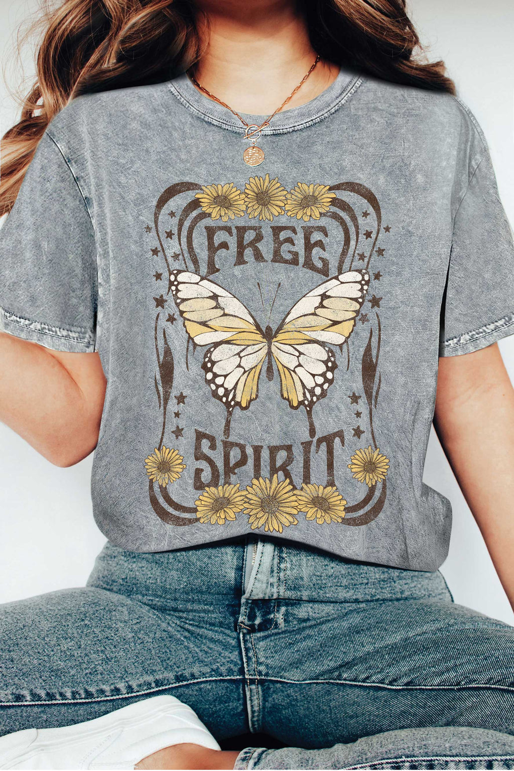 Free Spirit Butterfly Mineral Graphic Tshirts