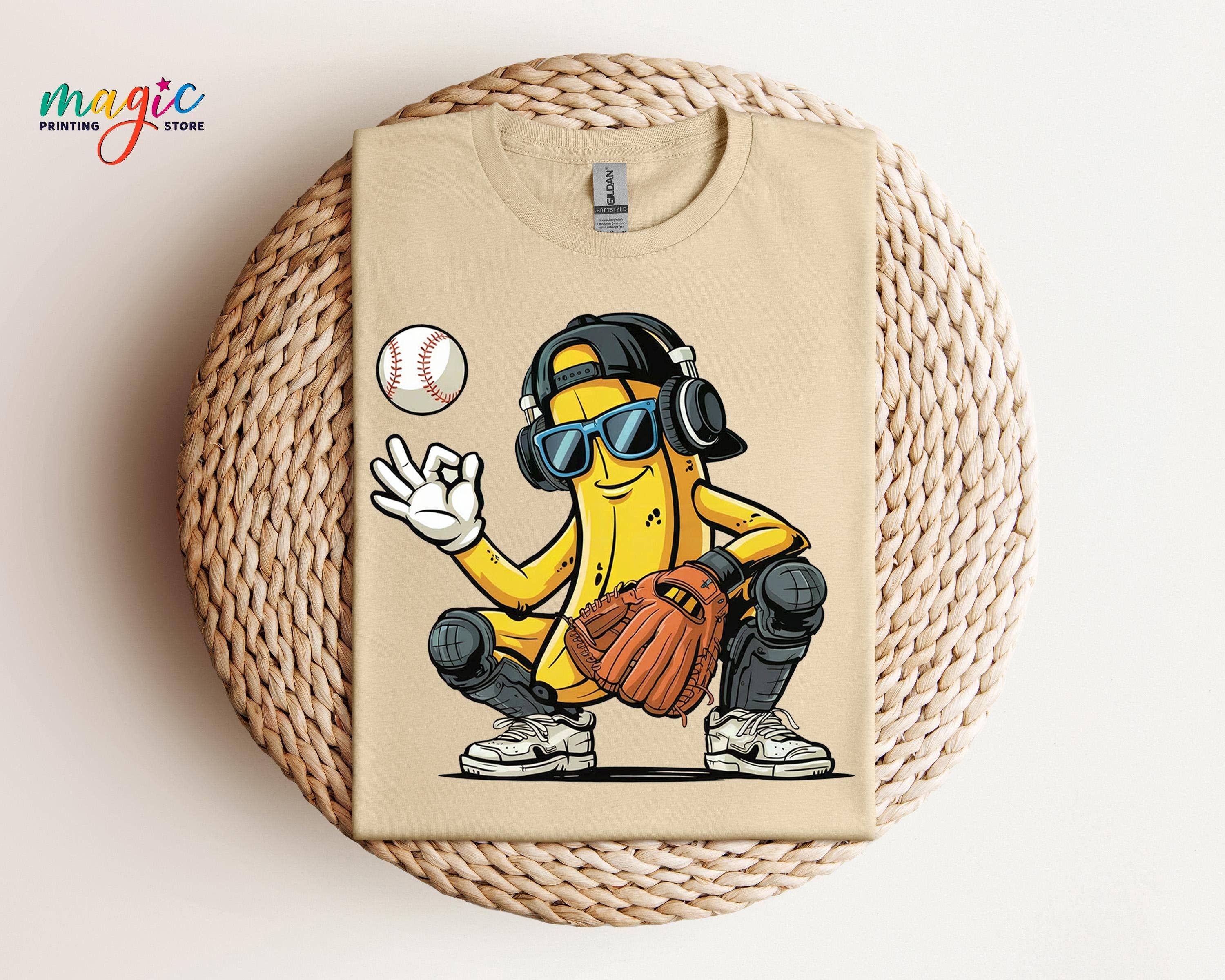 Banana Baseball Shirt, Funny Catcher Fruit Hip Hop Apparel