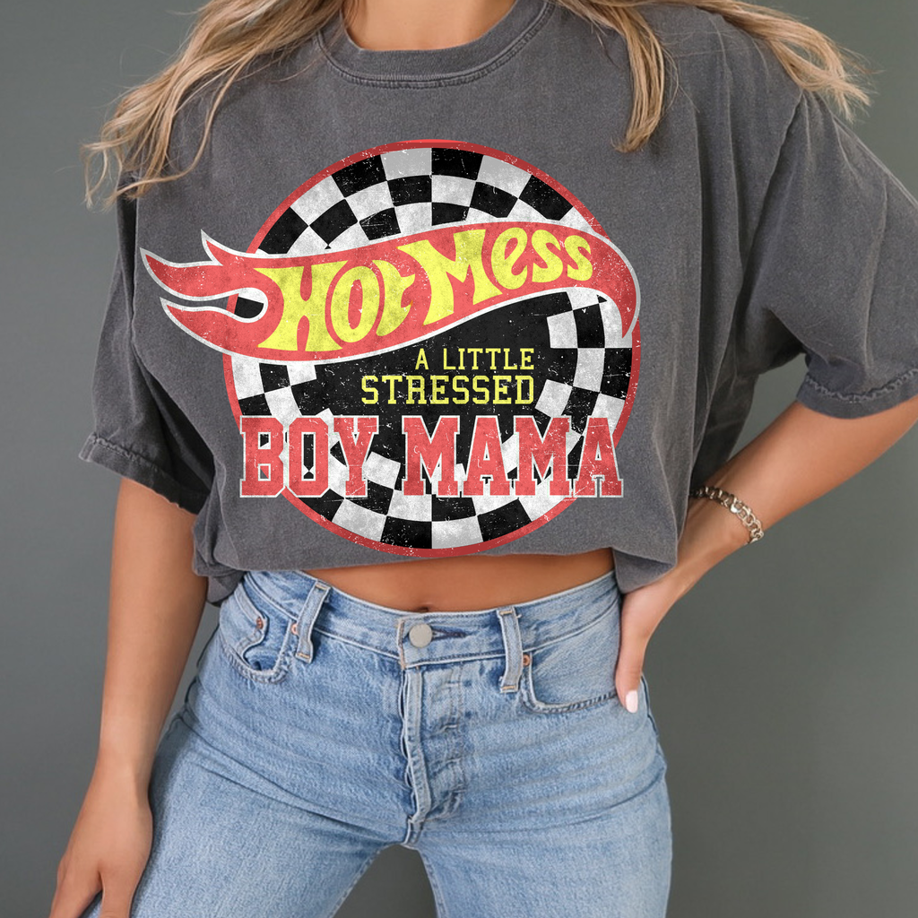 Hot Mess A Little Stressed Mama Comfort Color Graphic Tee