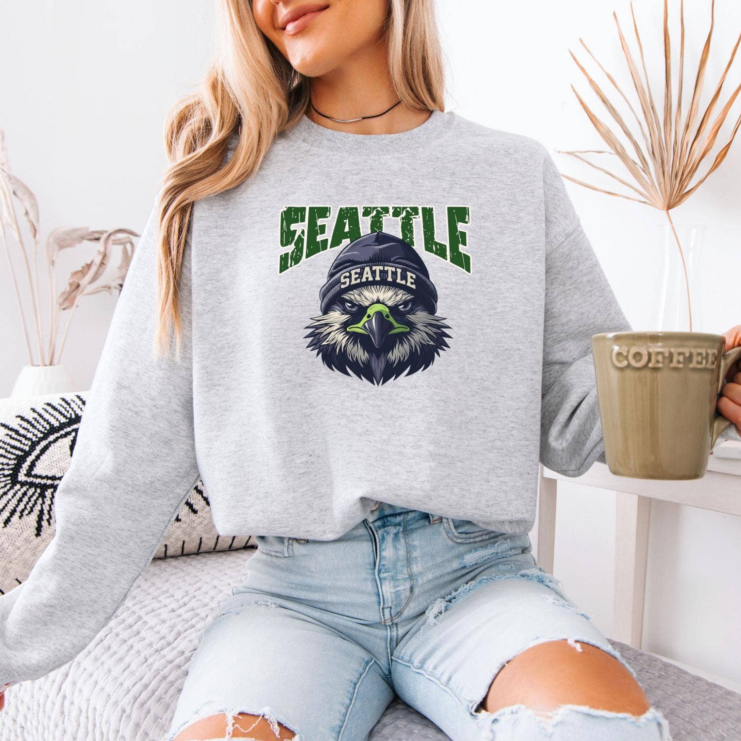 Seattle Football Hawk Mascot Graphic T-Shirt