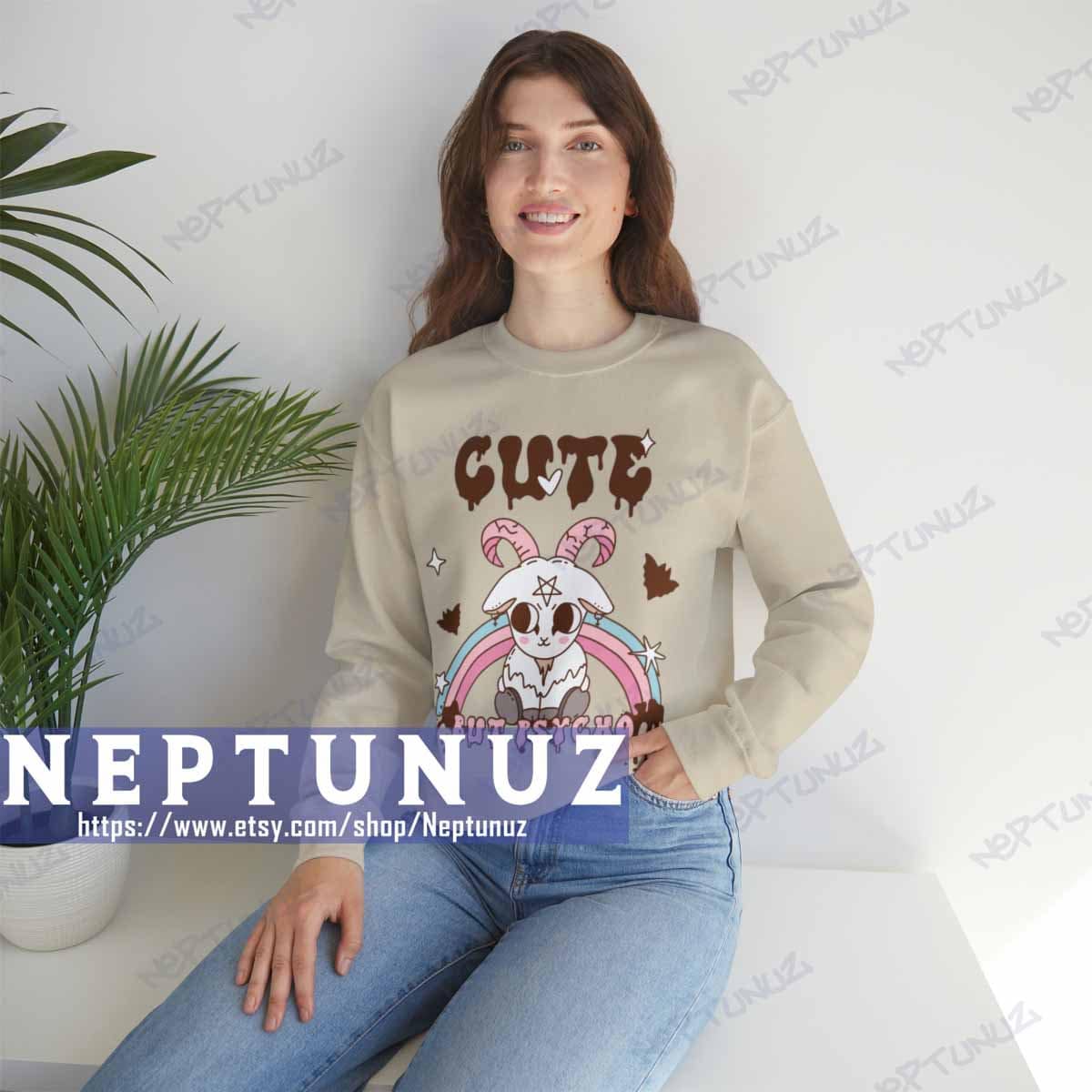Gothic Halloween Sweatshirt Cute But Psycho, 90s Retro Vinta