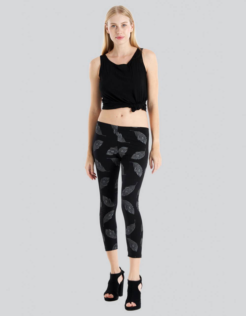 Feathers Print Capri Legging (KT-1271PK)