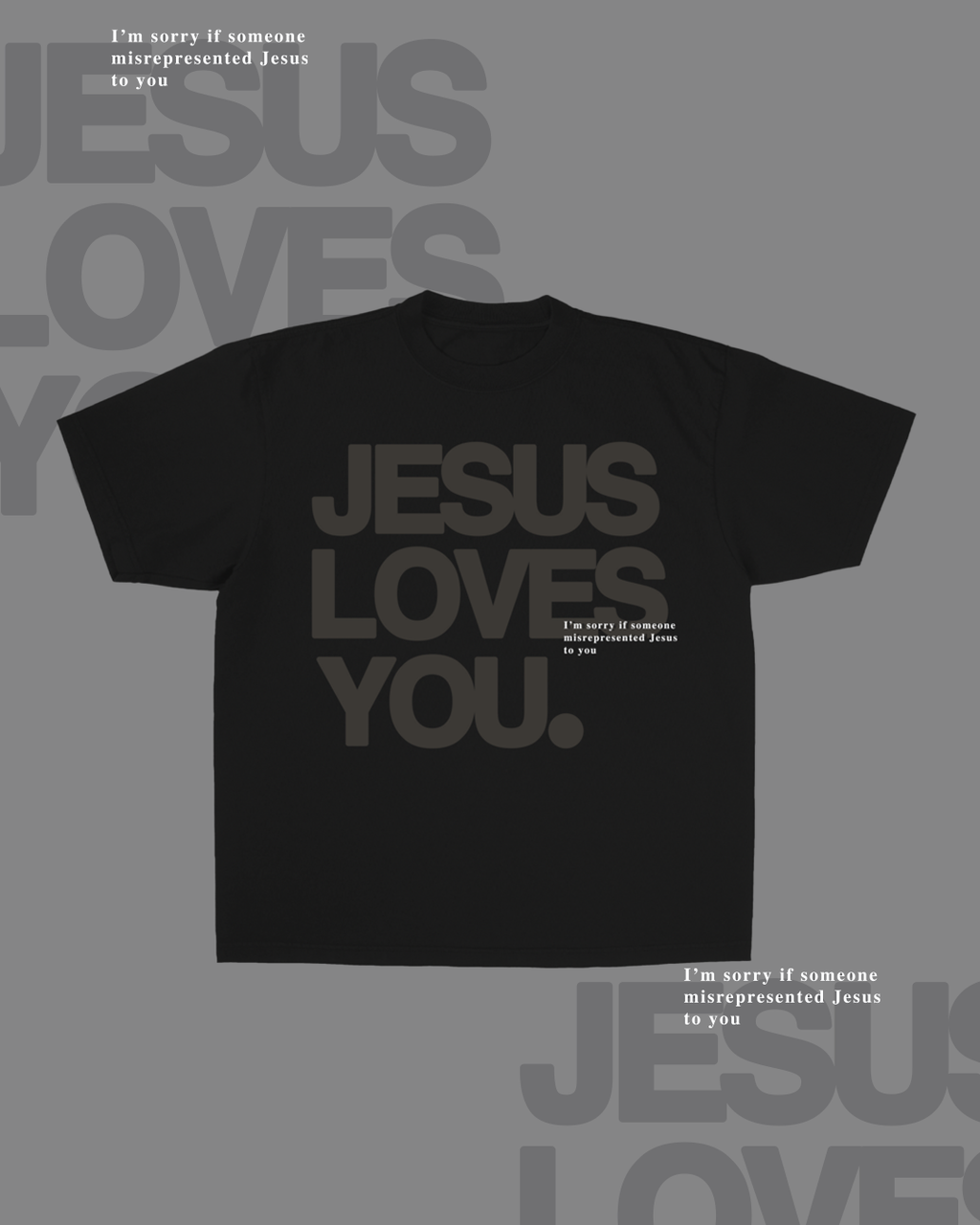 Monochrome "I'm Sorry" Tee || Jet Black