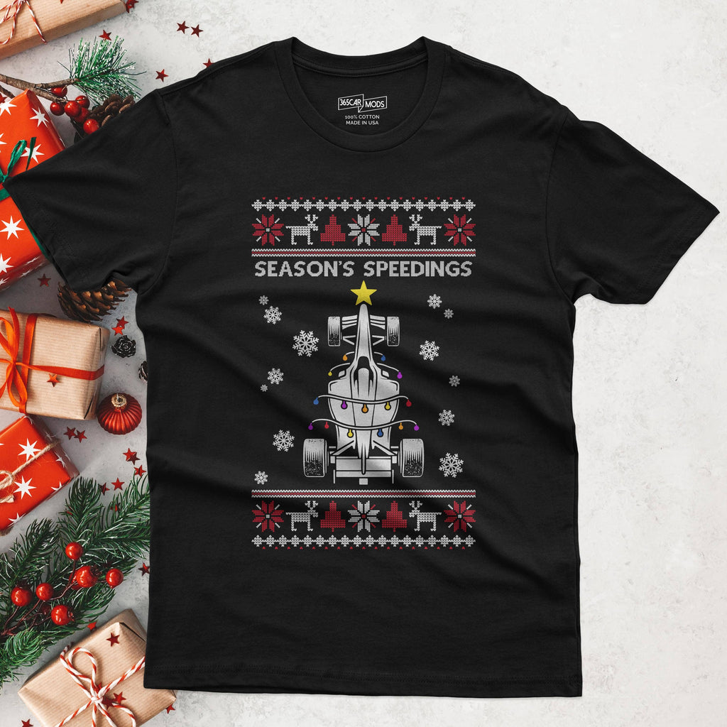 F1 Car Christmas Tree T-Shirt, Funny Motorsport Gift
