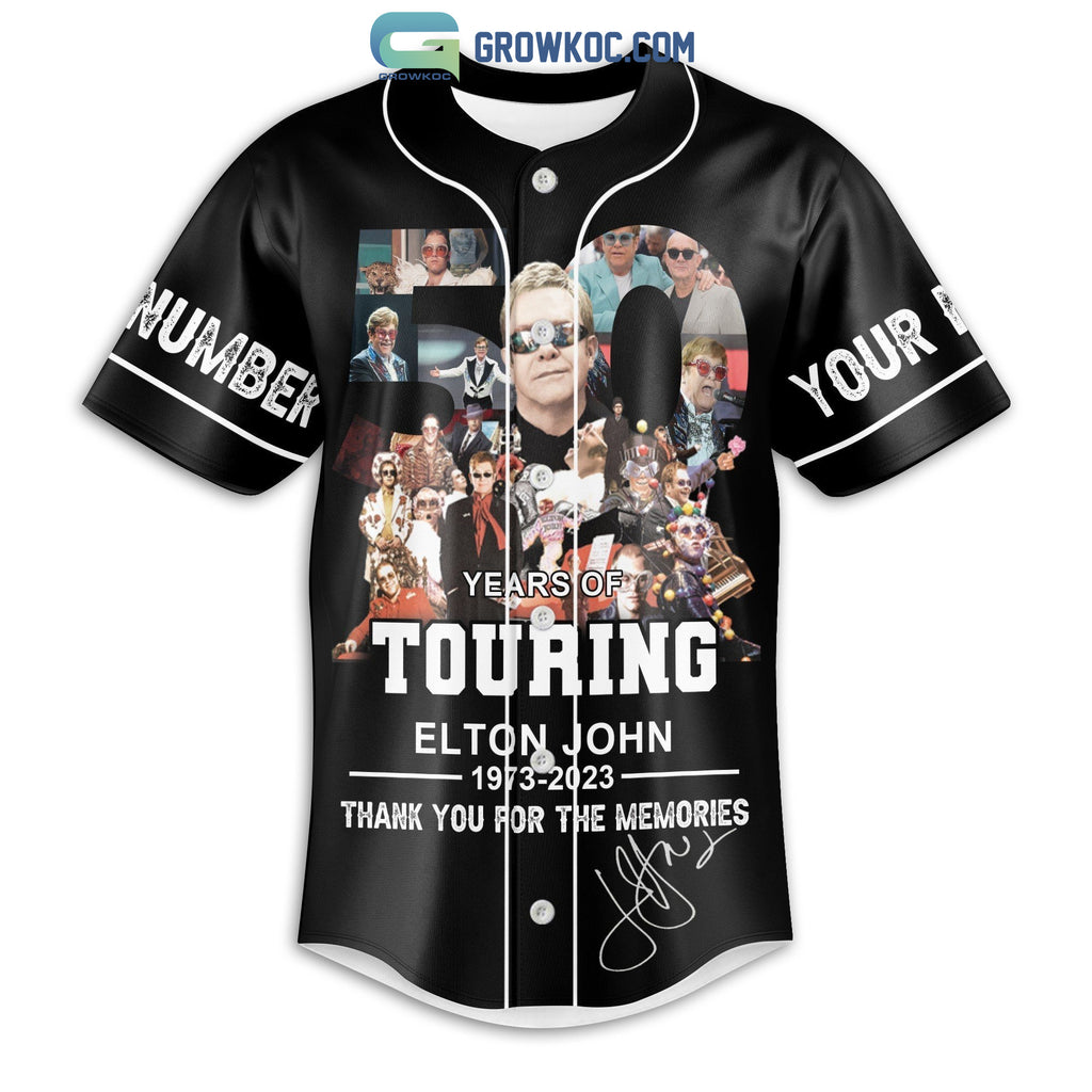 50 Years Of Touring Elton John Memories Personalized Baseball Jersey