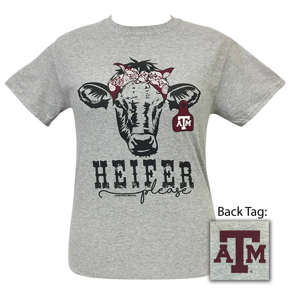 Heifer Please Texas Aandm Sports Grey Short Sleeve