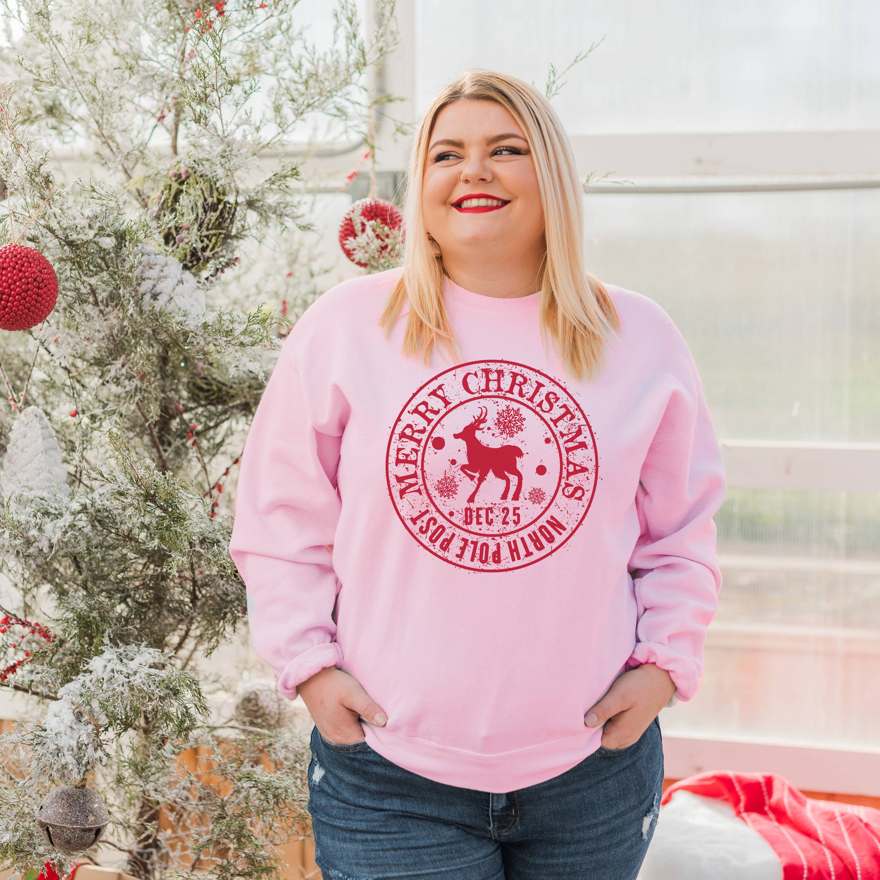 Merry Christmas Stamp Crewneck  Sweatshirt | Christmas | Siz